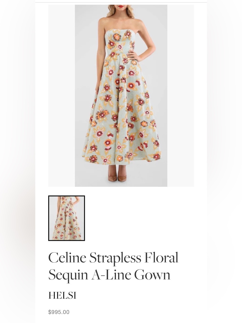 Helsi Celine Strapless Floral Strapless A-Line Gown - Picture 3 of 4